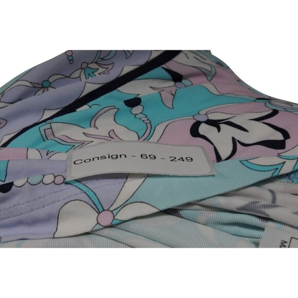 Emilio Pucci Floral V Neck Top US 8 IT 38 Blue Purple Pink Viscose Long Sleeve - Picture 9 of 9